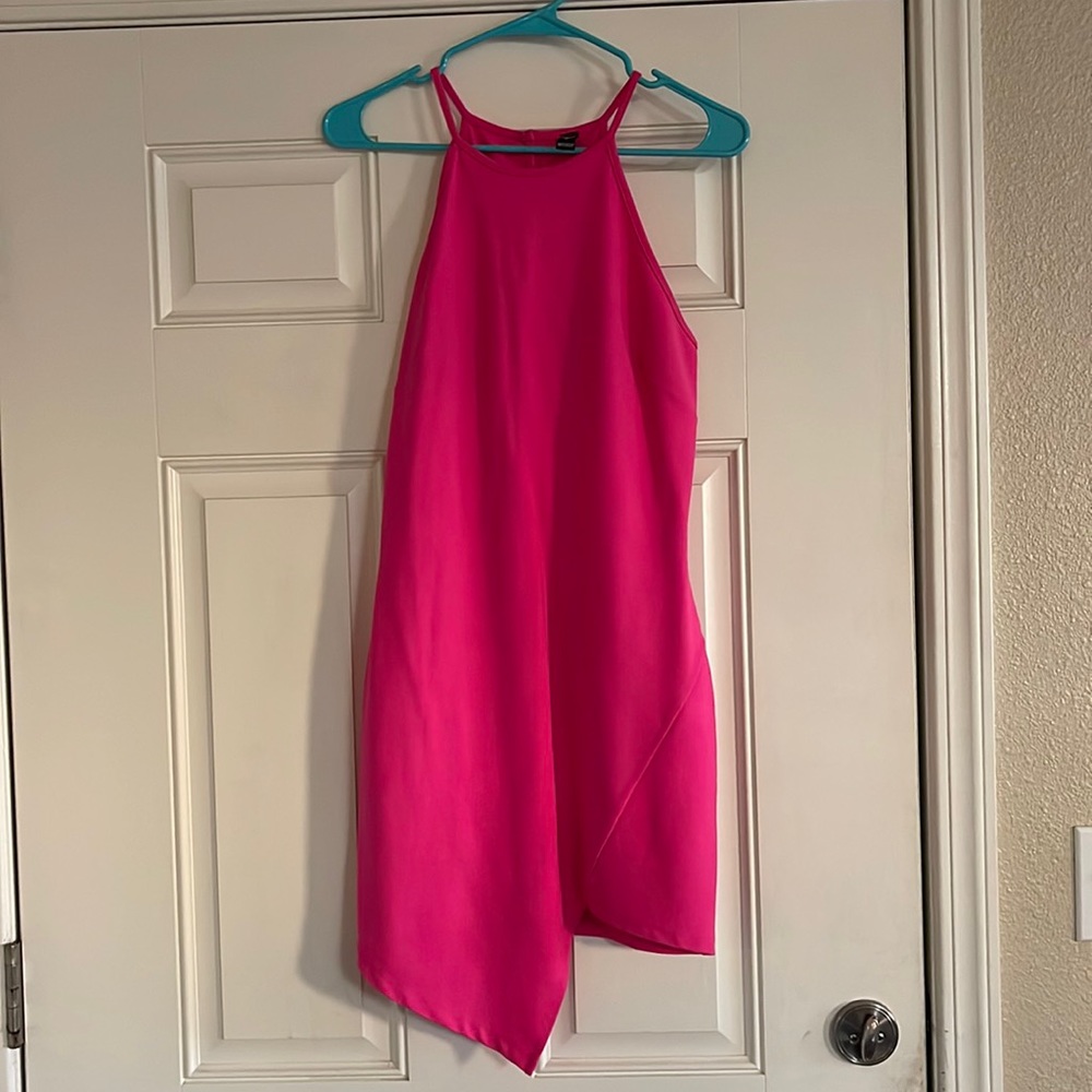 Pink asymmetrical mini dress